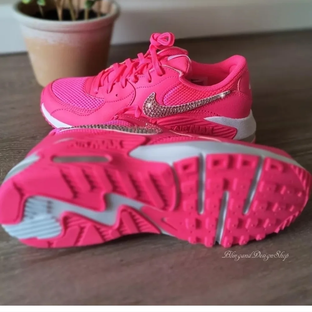 Nike Air Max Excee Womens Pink Sneakers Shoes Made with Swarovski Crystals